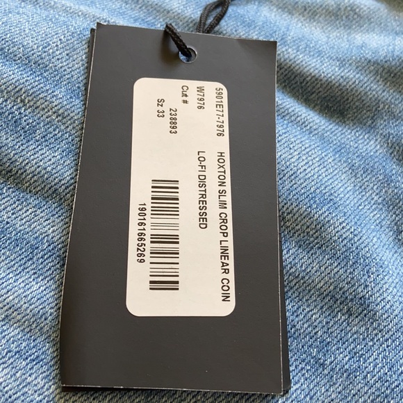 Distressed hoxton slim crop linear coin jeans - Picture 2 of 2